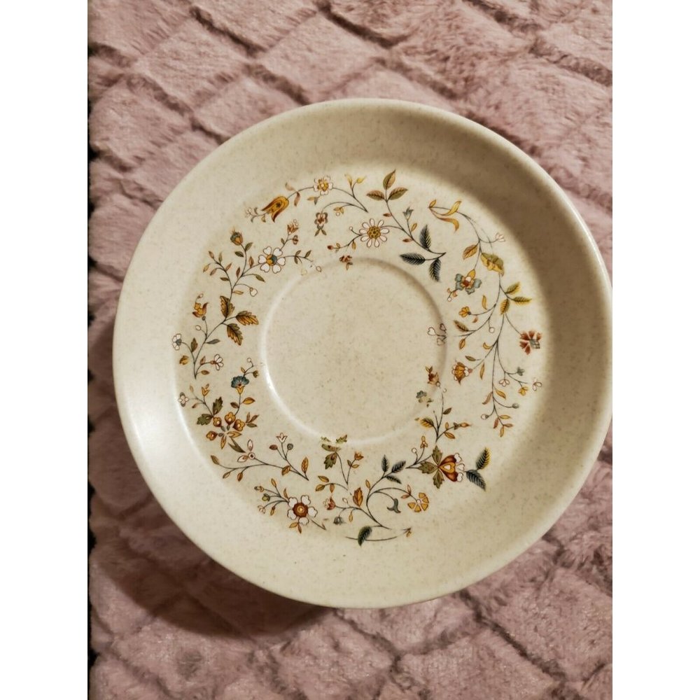 8 Vintage 1970s Temper-Ware by Lenox Saucers, Merriment, Floral Pattern